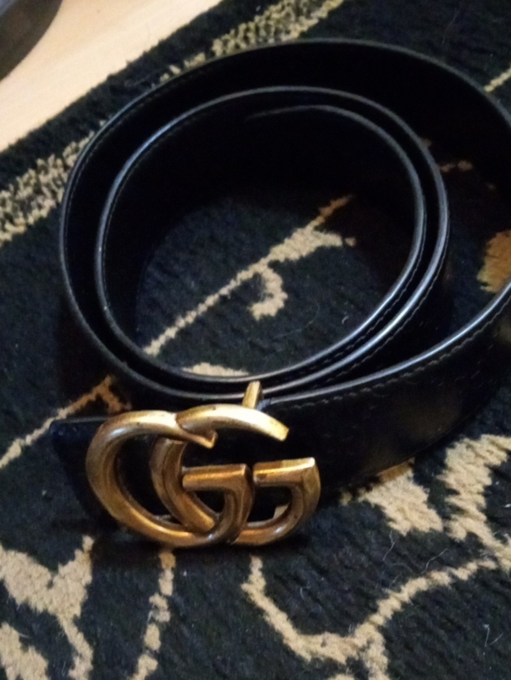 GG Collection Black Belt with Gold Double-G Buckle